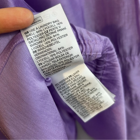 & Other Stories Purple Lightweight Drawstring Long Blouson Sleeve Top Size 10 - Picture 14 of 14